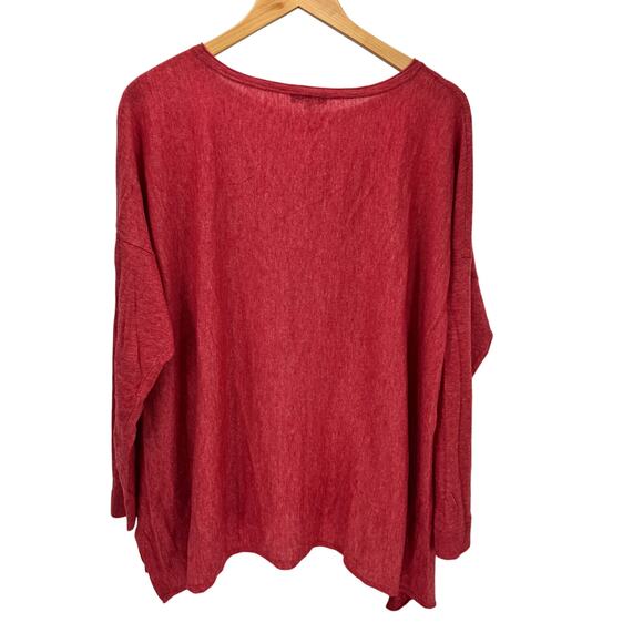 Eileen Fisher Sweater Womens XL Persimmon Red Tencel Alpaca Wool Blend Knit - Picture 4 of 6